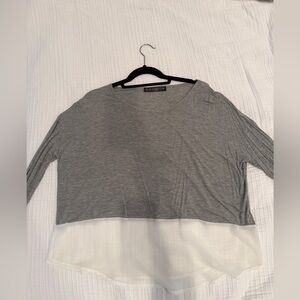 Gray and White Women's Top